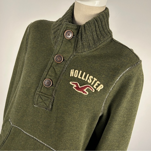 Y2K Hollister Olive Green Knit Slim Men Sweater Size M - Picture 3 of 10